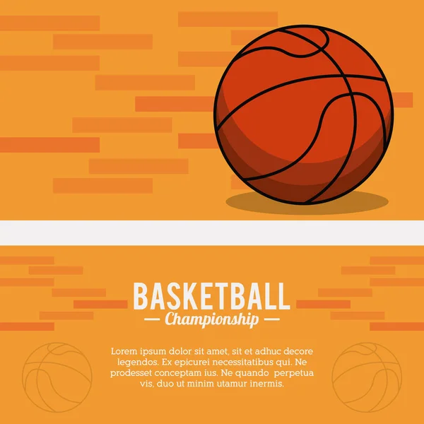 Pallacanestro sport palla campionato poster — Vettoriale Stock