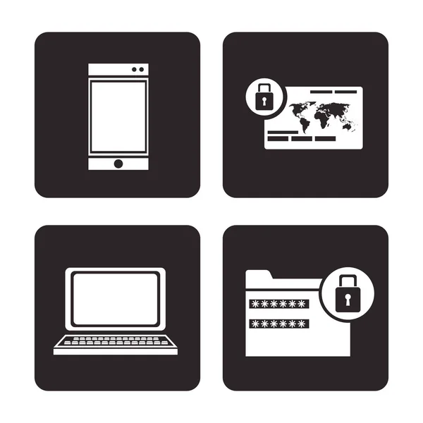 Siber Güvenlik koruma veri teknolojisi ayarla — Stok Vektör