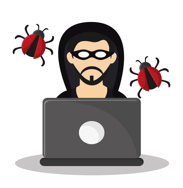 Siber Güvenlik hacker virüs veri sistemi — Stok Vektör
