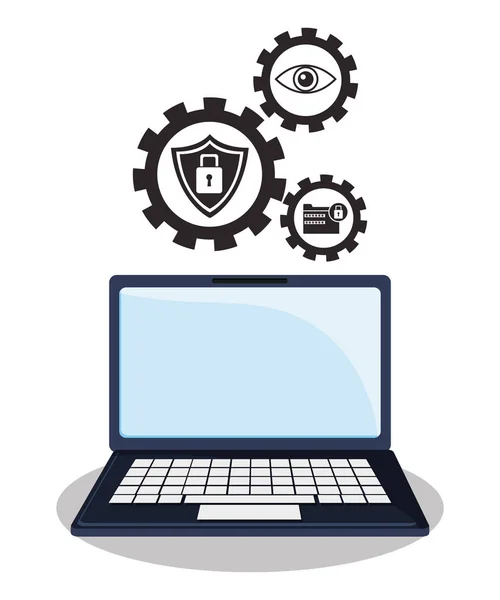Cyber-Sicherheitstechnologie Datenausrüstung Arbeit — Stockvektor