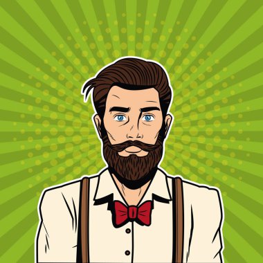 Hispter erkek pop sanat çizgi film