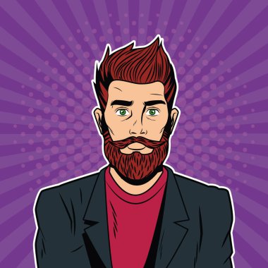 Hispter erkek pop sanat çizgi film