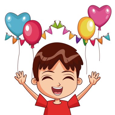 Çocuk balonlar ve flamalar ile doğum