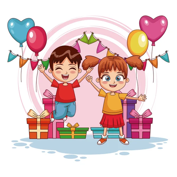 Kids jumping on birthday party — Stock Vector