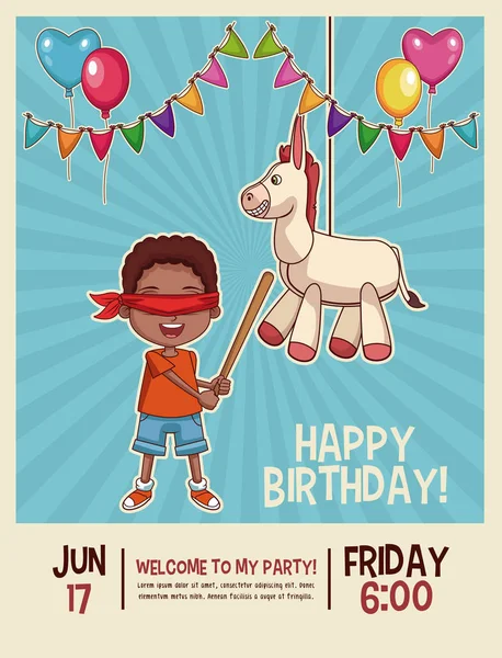 Tarjeta de invitación Feliz Cumpleaños — Vector de stock