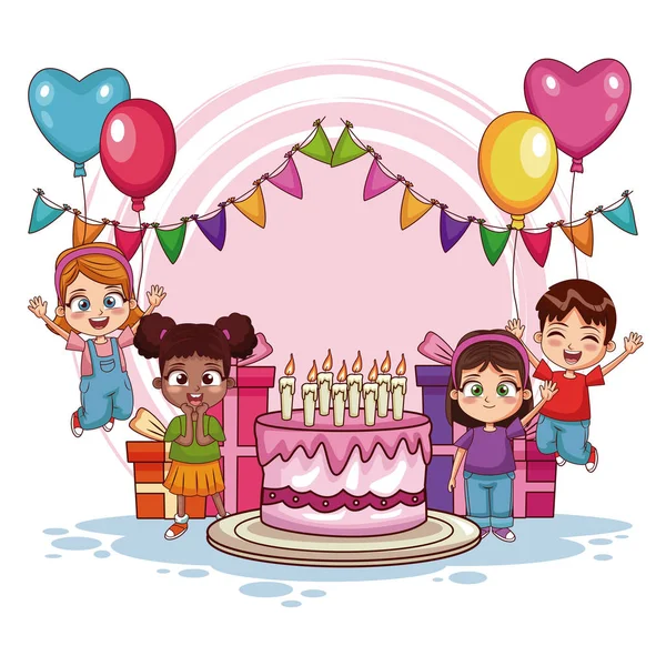 Happy kids on birthday party — Stock Vector