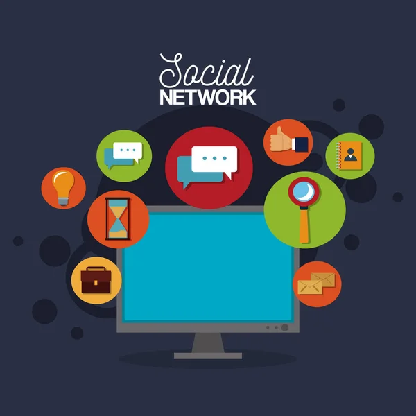 Social network e media — Vettoriale Stock