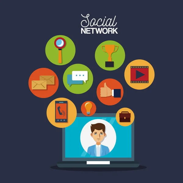 Social network e media — Vettoriale Stock
