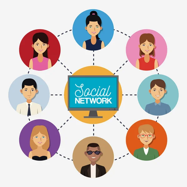 Social network e media — Vettoriale Stock