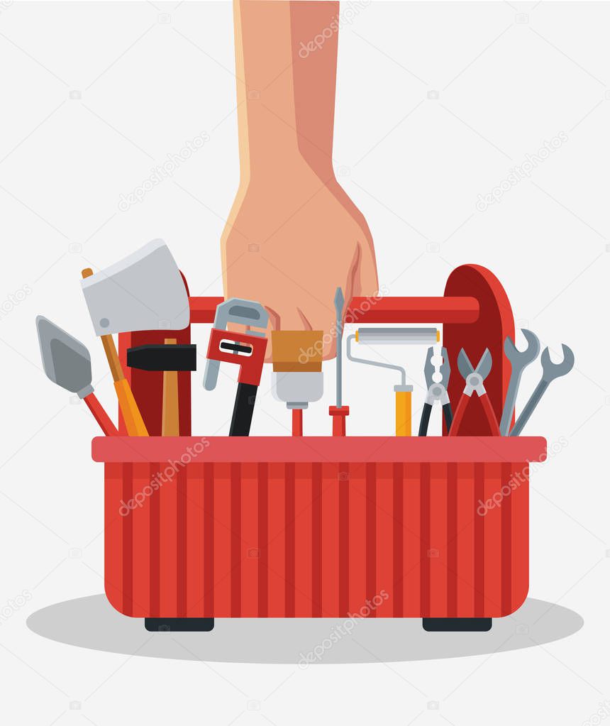Hand with toolbox