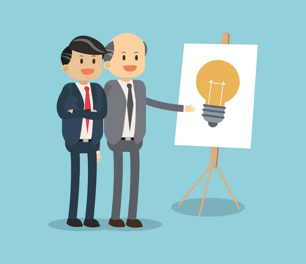 Trabajo en equipo de negocios con ideas — Vector de stock