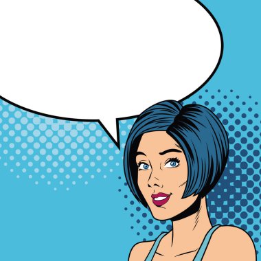 Kadın speakbox pop sanat karikatür ile