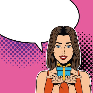 Kadın speakbox pop sanat karikatür ile