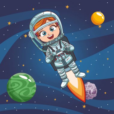 Çocuk astronot uzayda