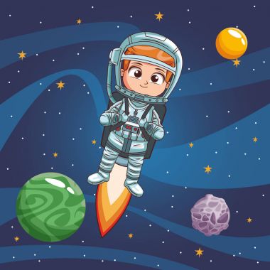 Çocuk astronot uzayda