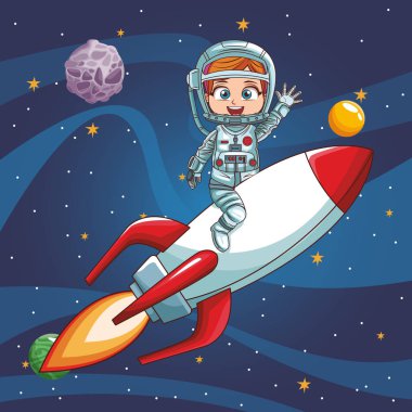 Uzay gemisinde uçan kız astronot