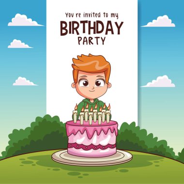 Çocukların doğum günü partisi kartı Davetiyesi