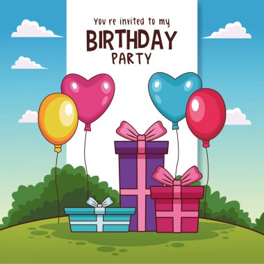 mutlu doğum günü kartı Davetiyesi