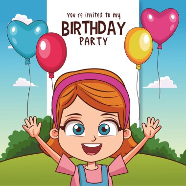 Çocukların doğum günü partisi kartı Davetiyesi