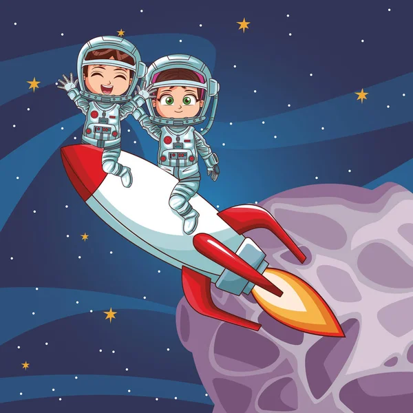 Astronauta bambini cartone animato — Vettoriale Stock