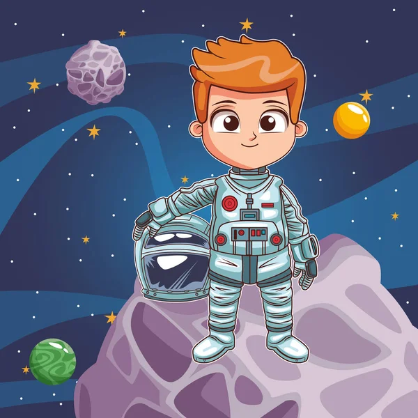 Junge Astronautin im All — Stockvektor