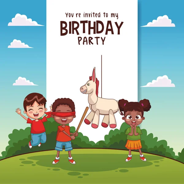 Fête d'anniversaire des enfants invitation carte — Image vectorielle