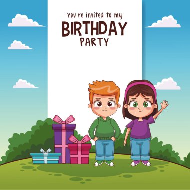 Çocukların doğum günü partisi kartı Davetiyesi