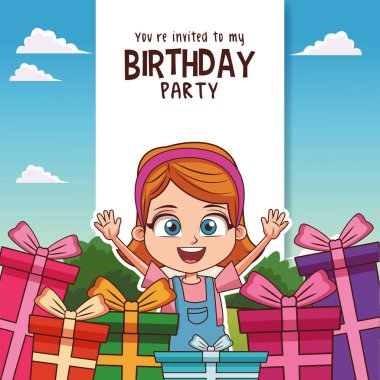 Çocukların doğum günü partisi kartı Davetiyesi