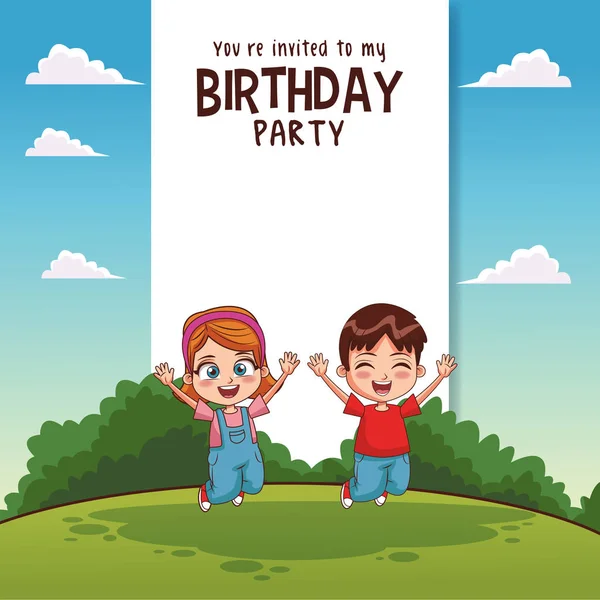 Crianças aniversário festa cartão convite —  Vetores de Stock