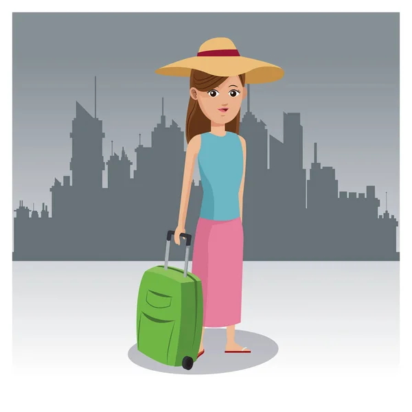 Tourist in the city — Stock Vector