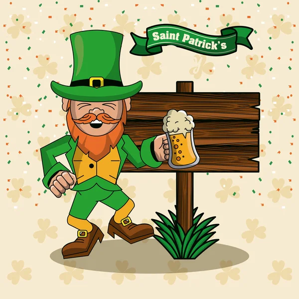 Saint patricks jours carte dessins animés — Image vectorielle