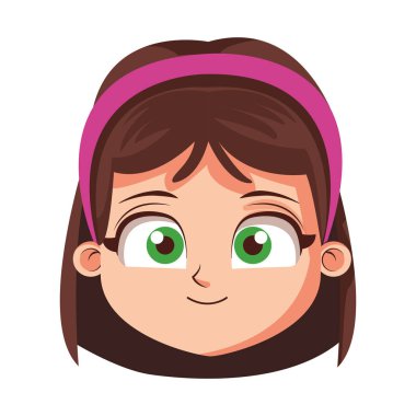 Güzel kız yüz çizgi film