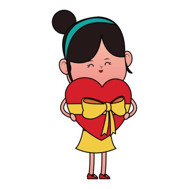 Hediye kutusu kalp şeklinde kızla