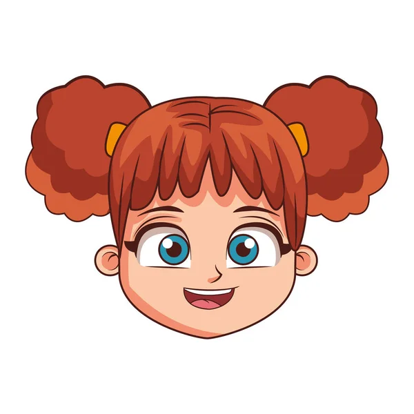 Hermosa chica cara de dibujos animados — Vector de stock