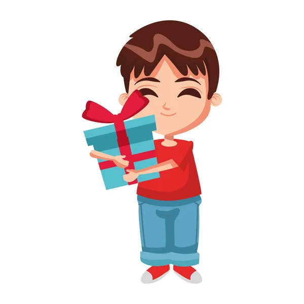 Niño con caja de regalo de dibujos animados — Archivo Imágenes Vectoriales