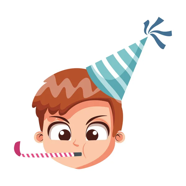 Mignon garçon visage sur anniversaire — Image vectorielle