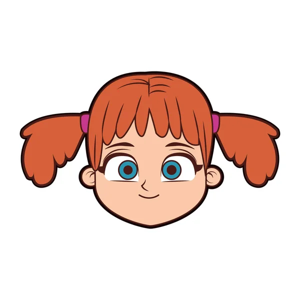 Hermosa chica cara de dibujos animados — Vector de stock