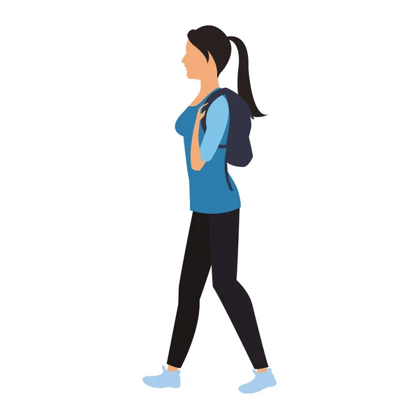 Mujer caminando dibujos animados — Vector de stock