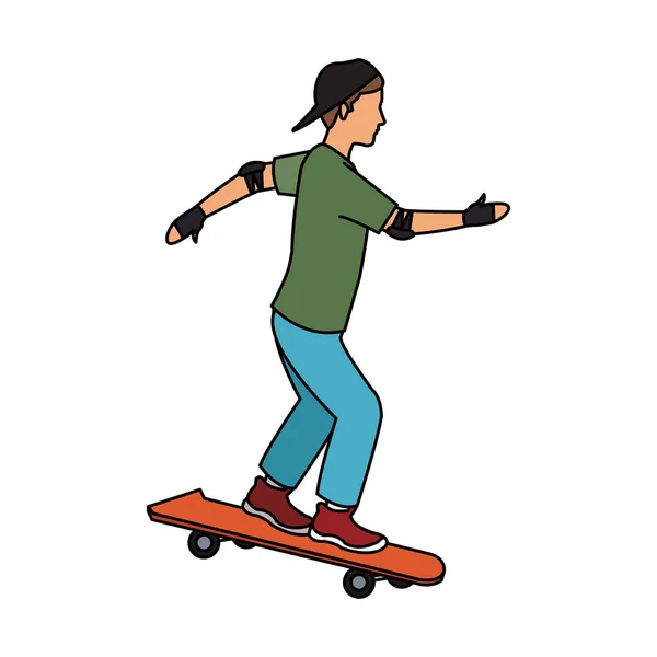 Мальчик на скейтборде — стоковый вектор