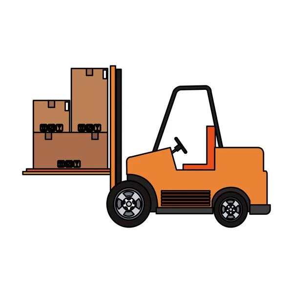 Forklift dengan kotak - Stok Vektor