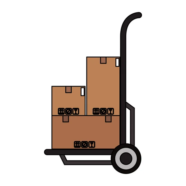 Boîtes sur camion à main — Image vectorielle