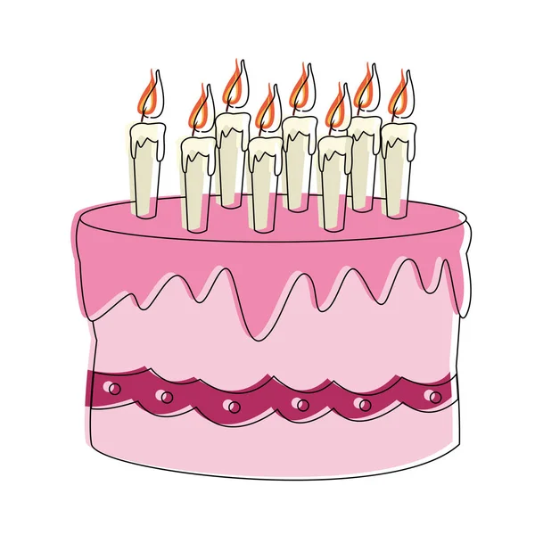 Dibujos animados pastel de cumpleaños — Archivo Imágenes Vectoriales