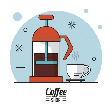 coffee shop cam sürahi ve bardak renkli poster