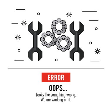 Beyaz arka plan poster Pinyonlar ve anahtarı ile hata oops araçları