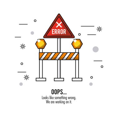 Beyaz arka plan kırmızı üçgen yol işareti hata ile oops