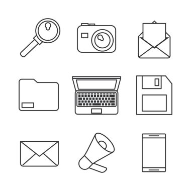 tek renkli takım çalışması ve Sosyal Medya Icons beyaz arka plan