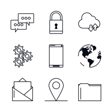 Beyaz arka plan siyah siluet simgeler Mobil Apps ile