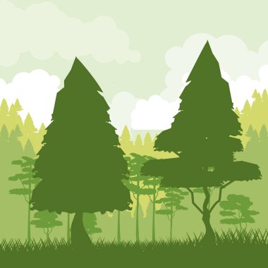 Yeşil manzara orman Sunrise renkli arka plan