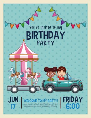 Çocuklar doğum günü davetiye kartı