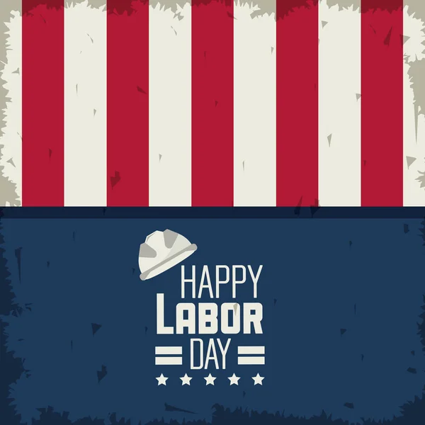 ハッピー労働者の日アメリカの国旗色のカラフルなポスター — ストックベクタ